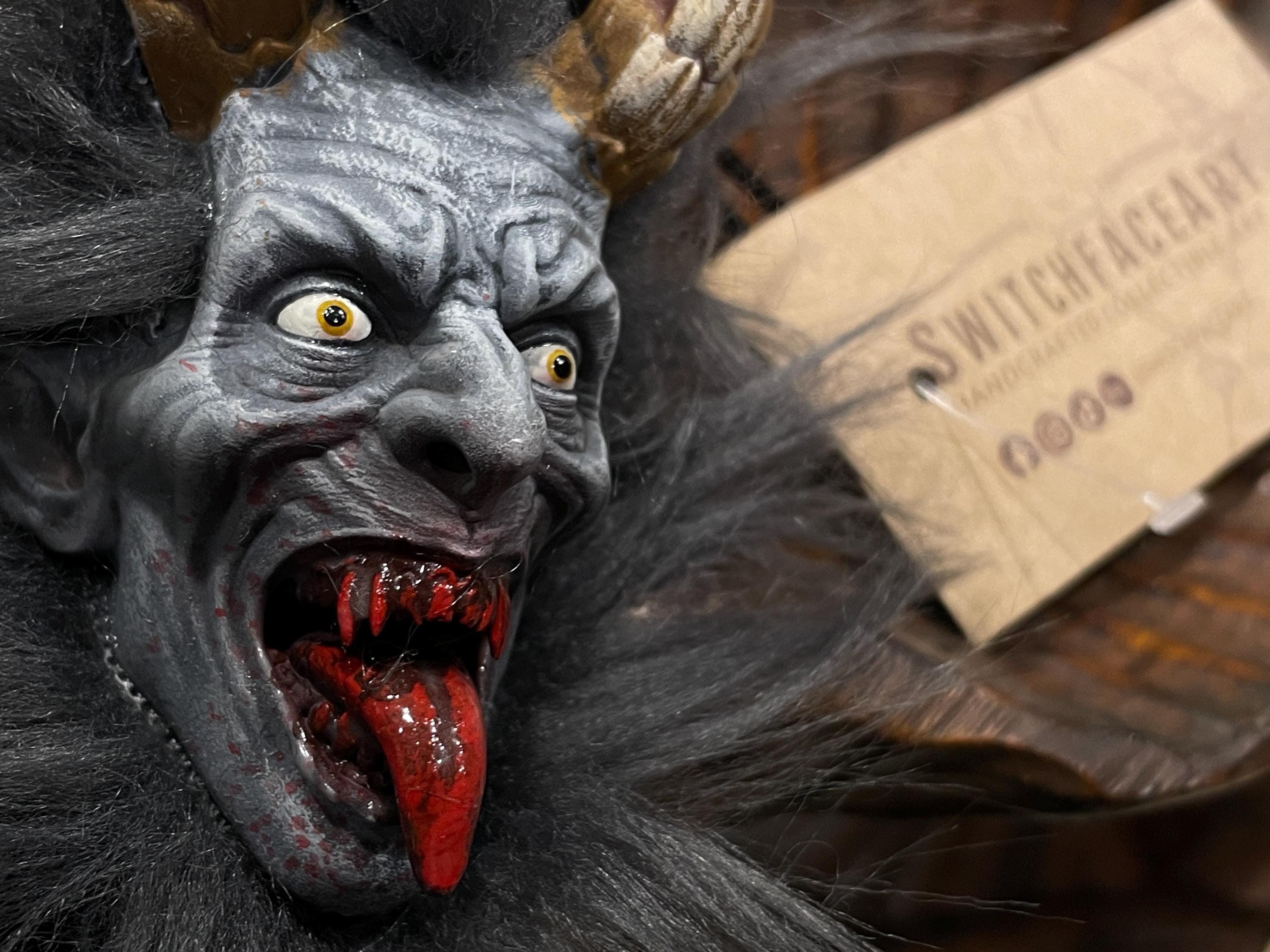 Krampus Hanging Ornament – Hand-Painted Resin Holiday Relic