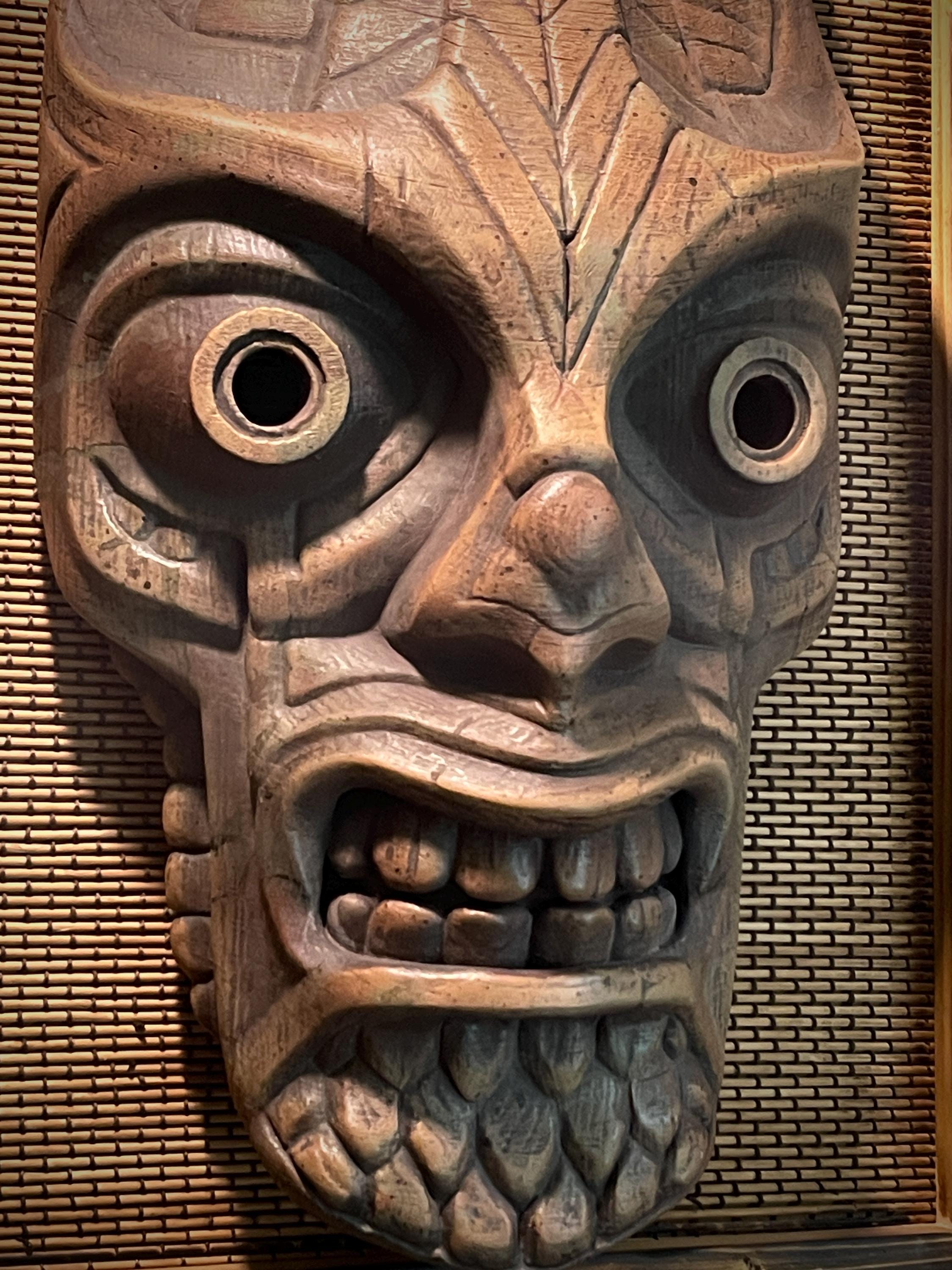 Kalu’s Warrior - Tiki Mask Natural Wood Faux Finish - Made to Order