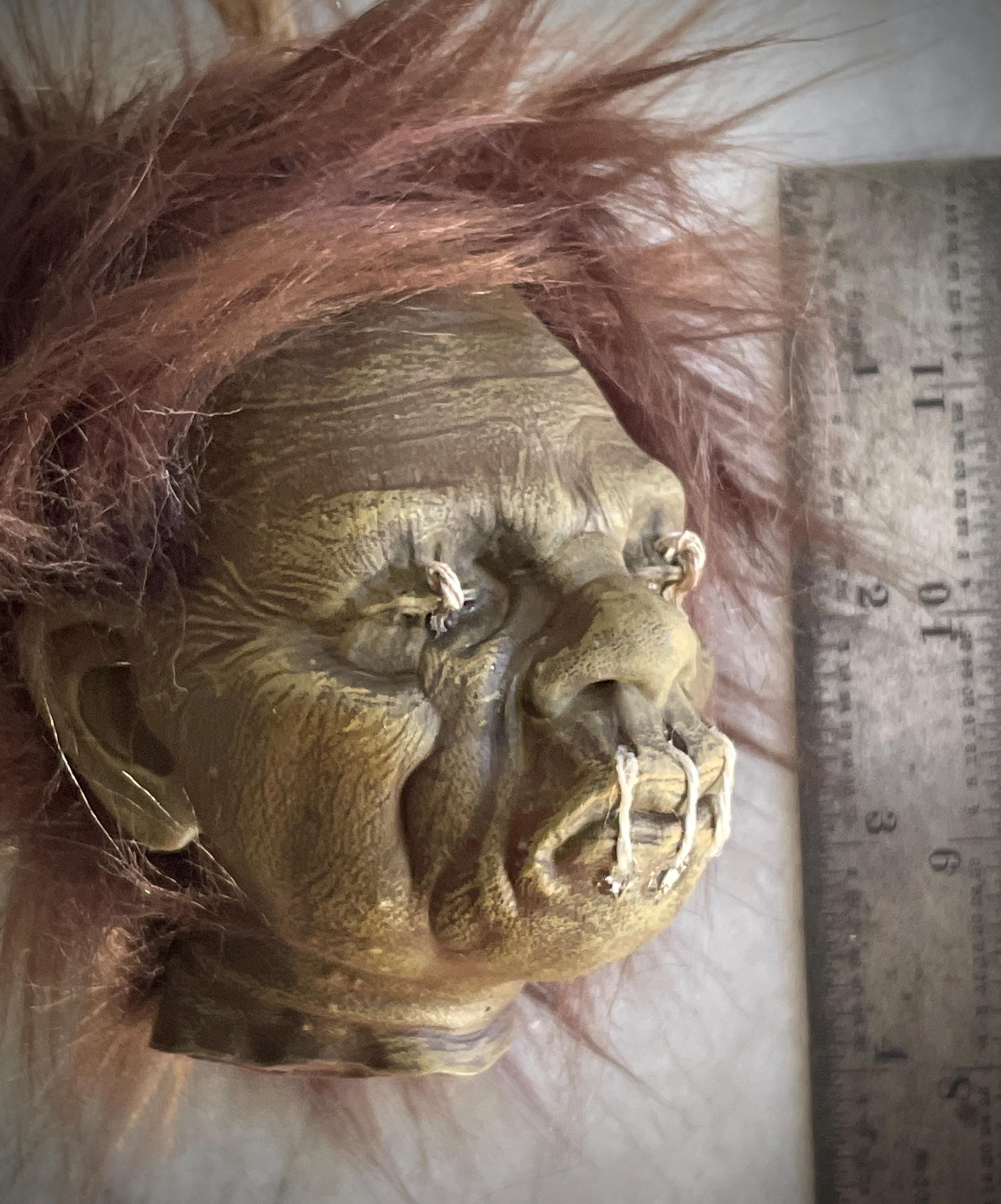 Miniature male Shrunken Head Tsansa Ornament