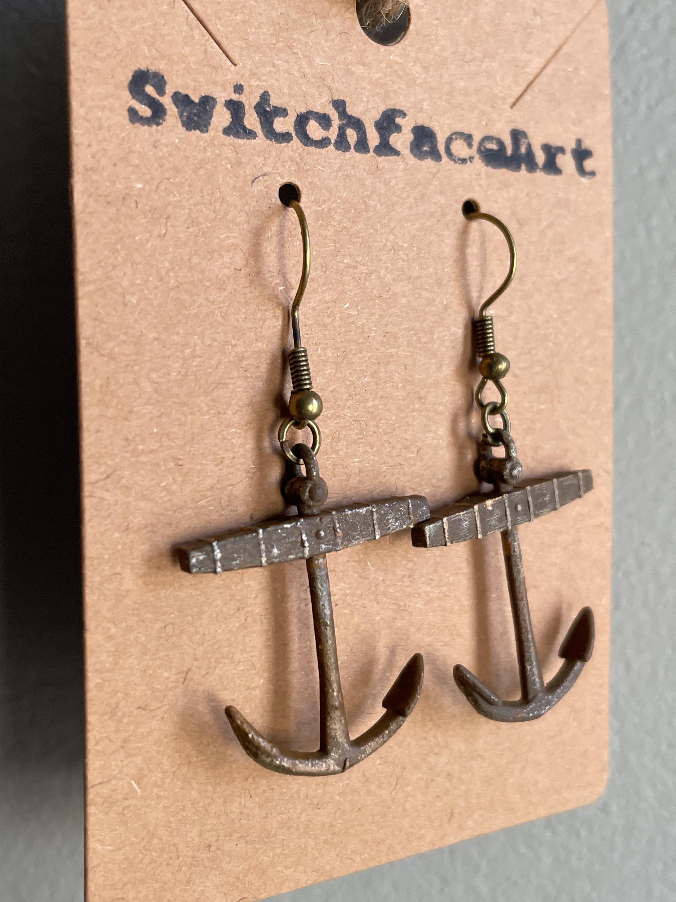 The Captain’s Ruin – Pirate Shipwreck Anchor Resin Earrings