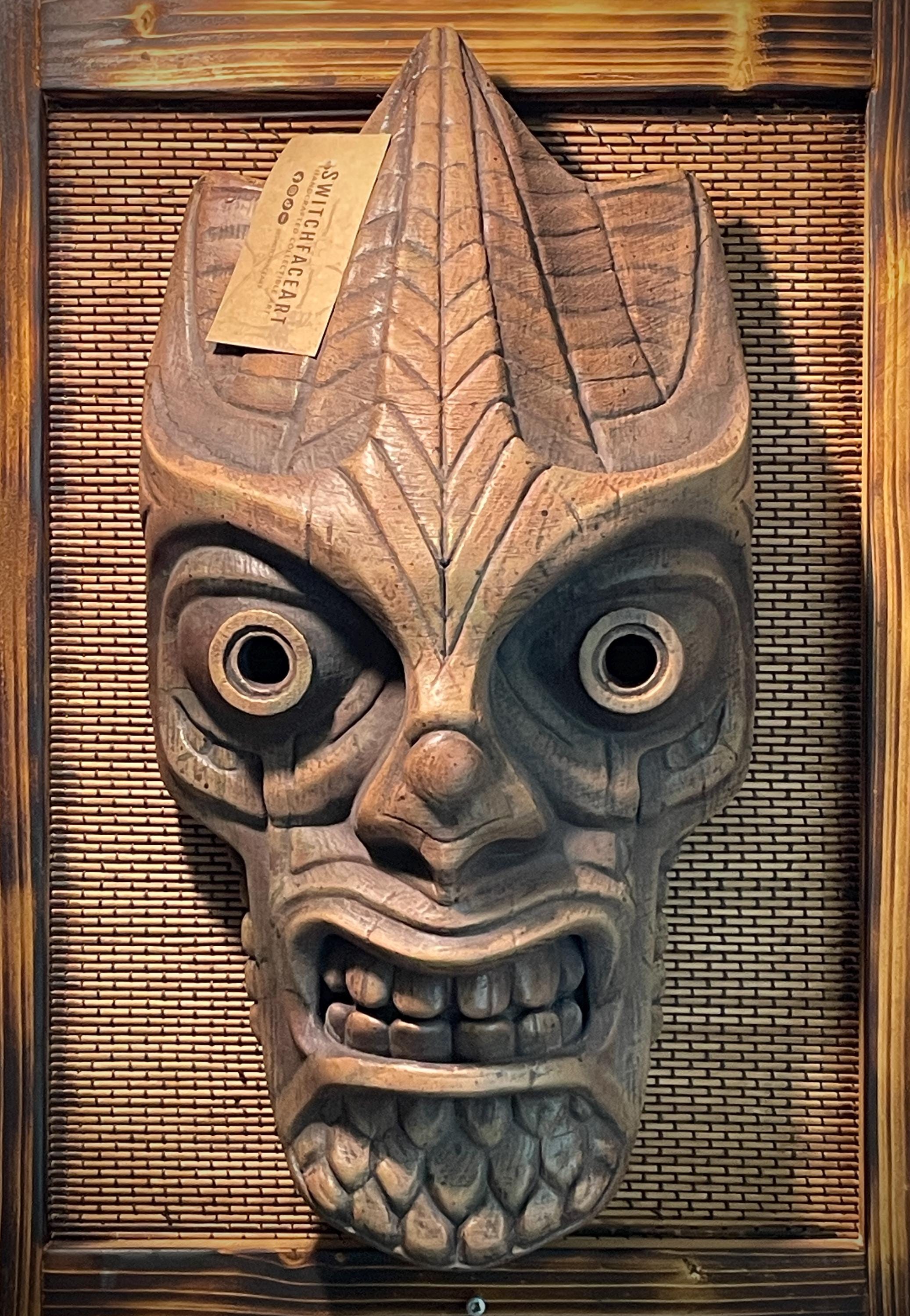 Kalu’s Warrior - Tiki Mask Natural Wood Faux Finish - Made to Order