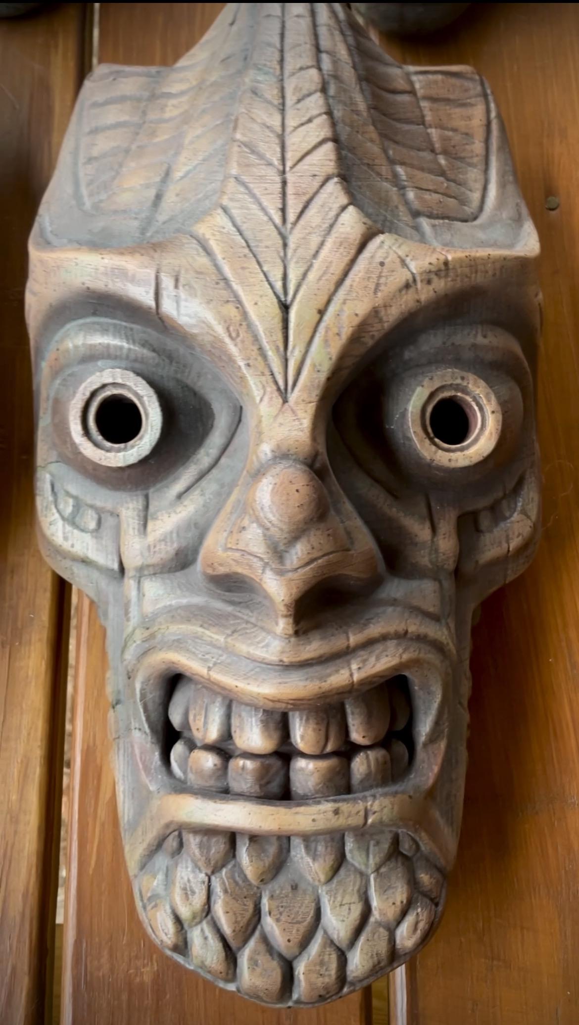 Kalu’s Warrior - Tiki Mask Natural Wood Faux Finish - Made to Order