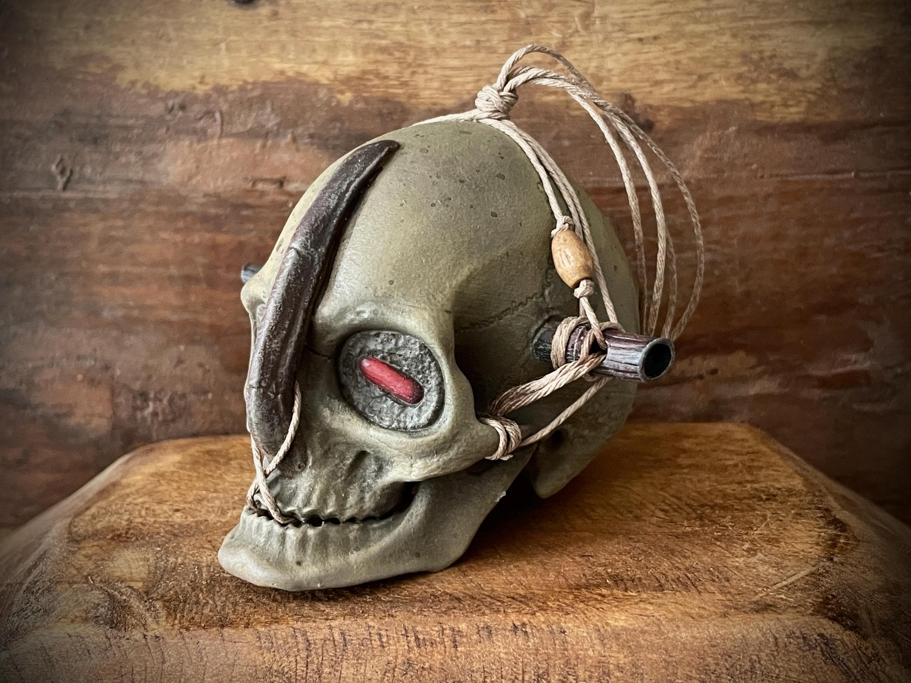 Tribal Elder Trophy Skull with Horn – Hanging Ornament