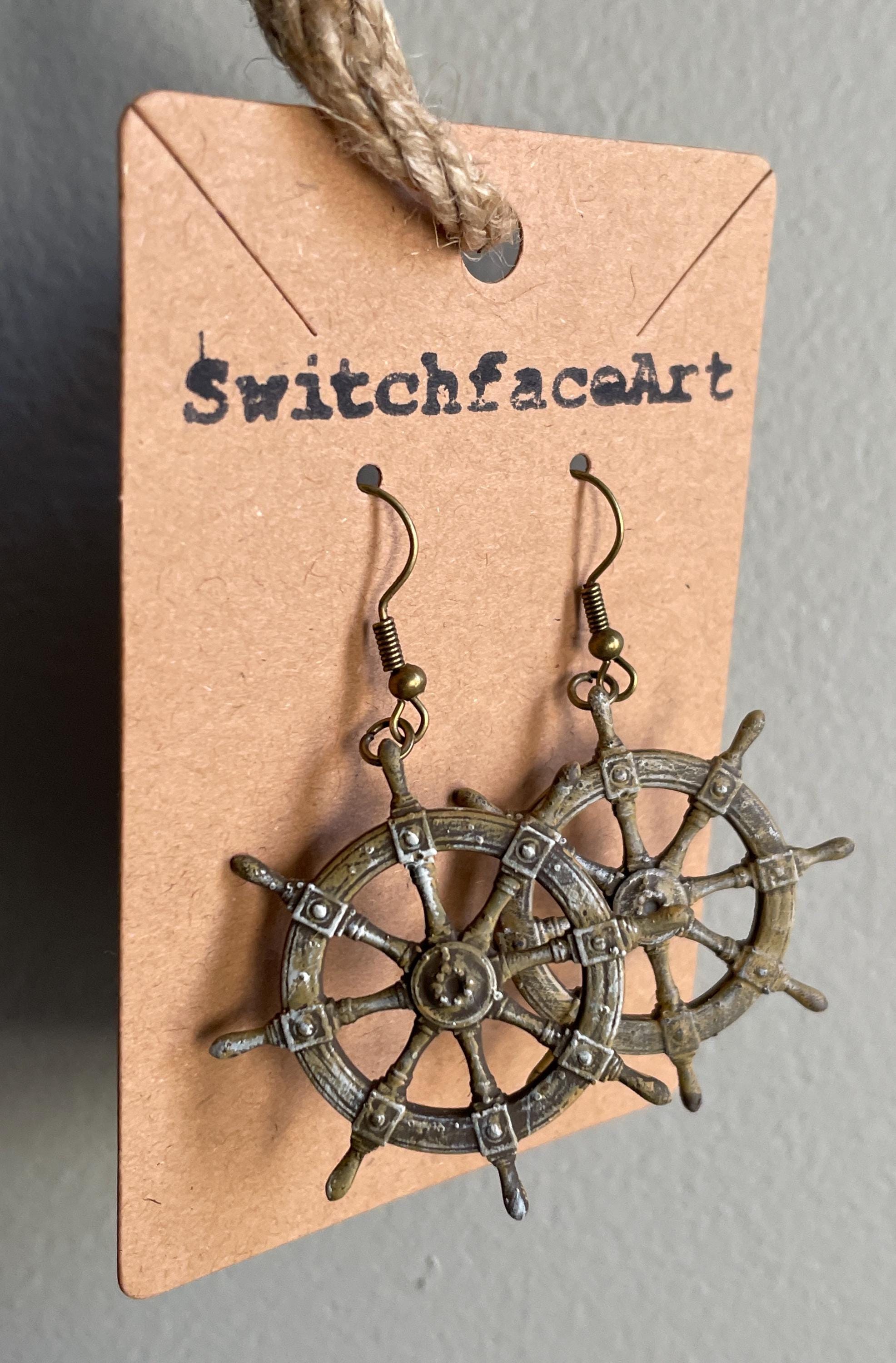 The Captain’s Ruin – Pirate Shipwreck Helm Dangle Earrings