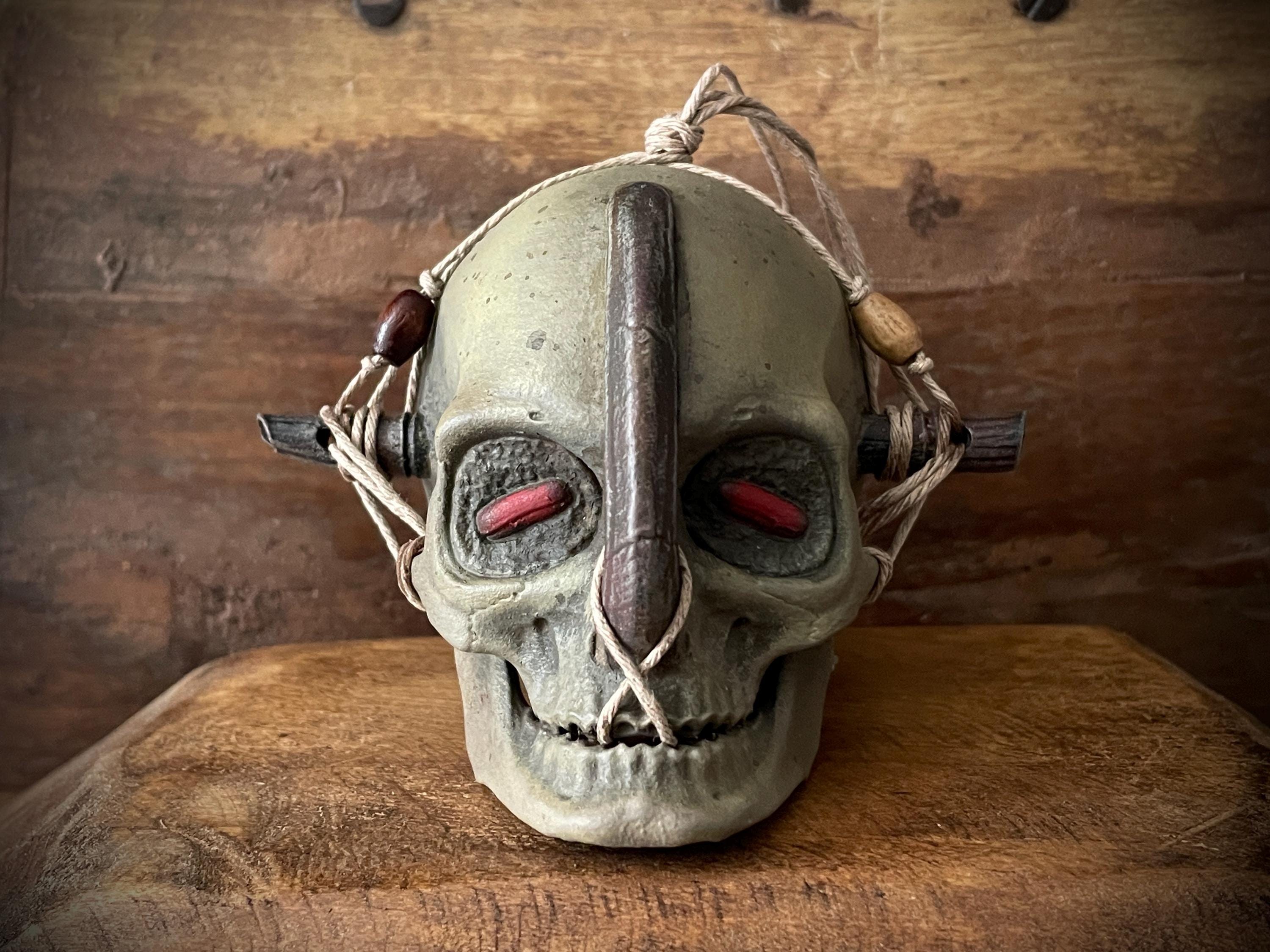 Tribal Elder Trophy Skull with Horn – Hanging Ornament