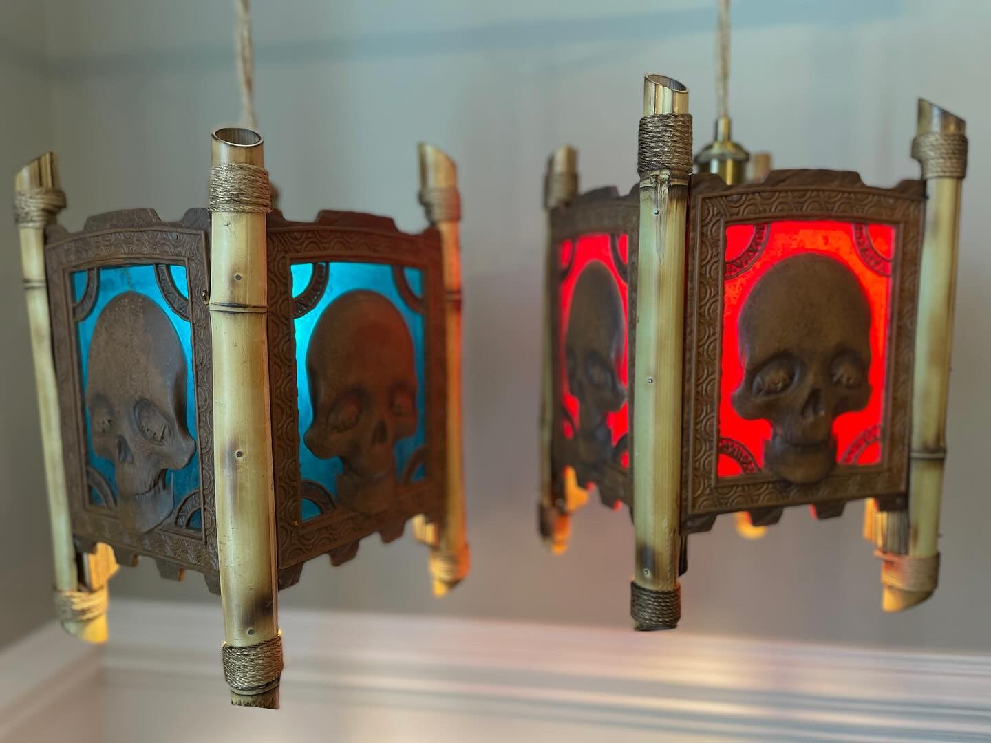 Mummified Skull Hanging Lamp – Made to Order