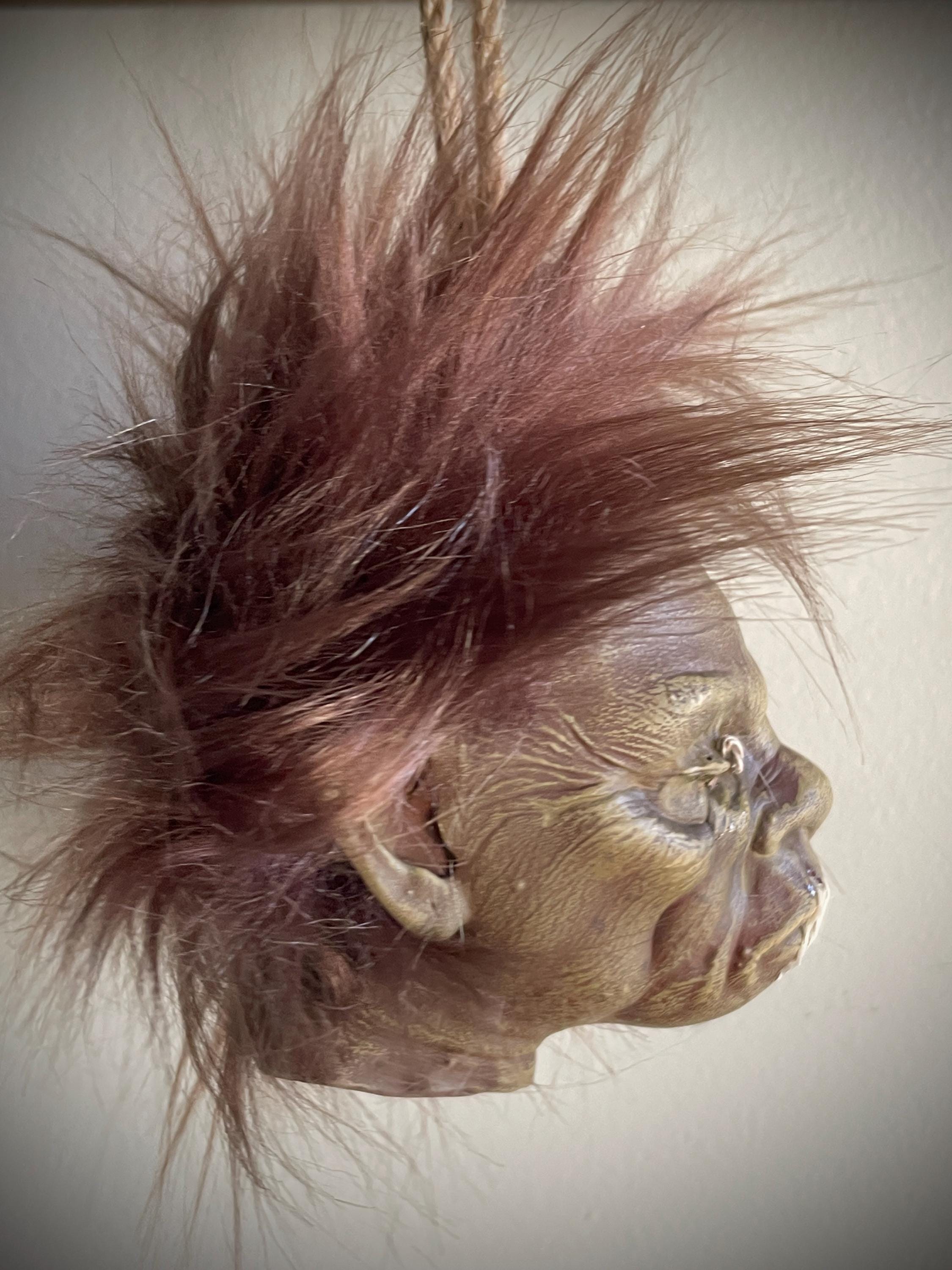Miniature male Shrunken Head Tsansa Ornament