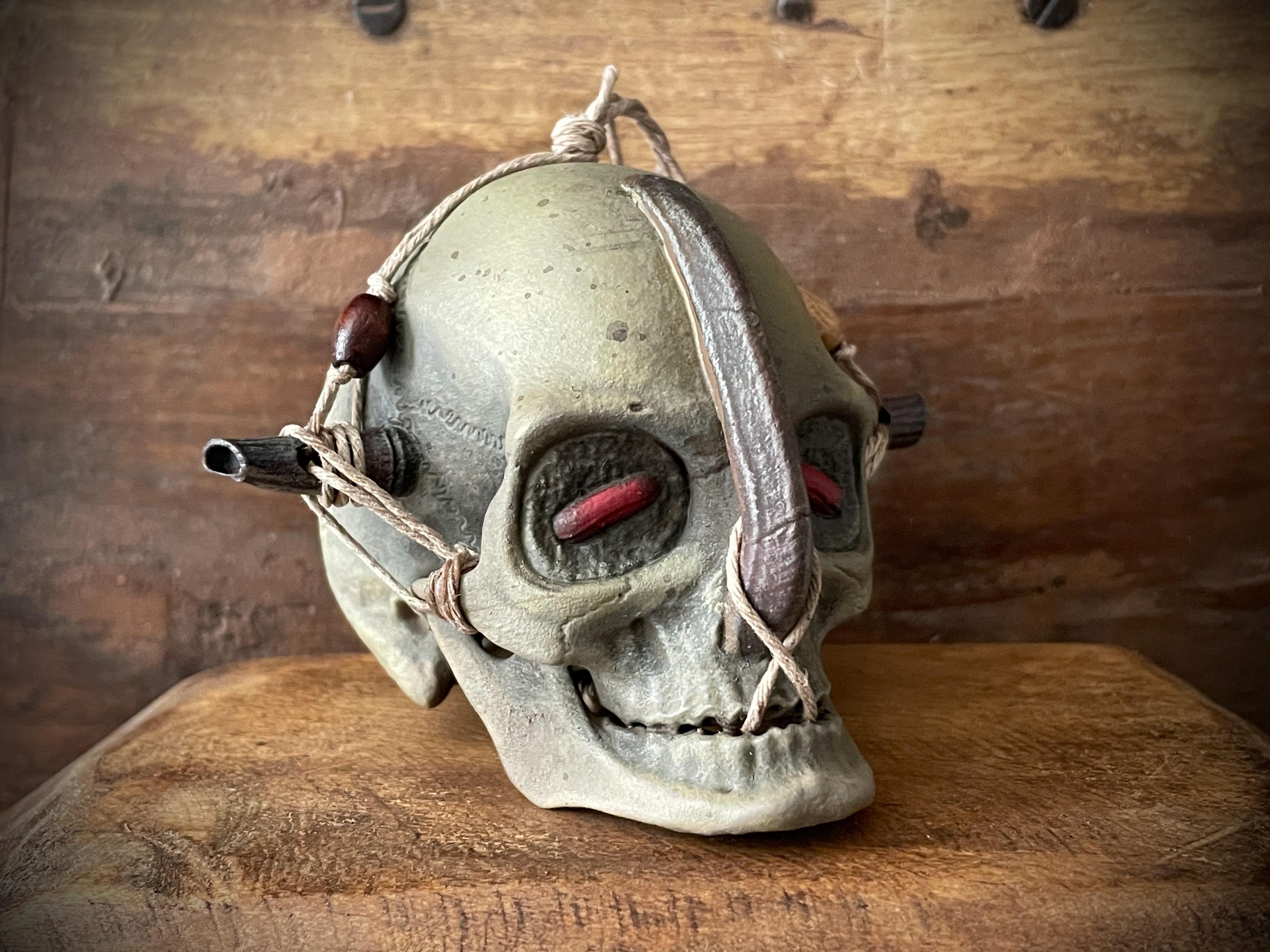 Tribal Elder Trophy Skull with Horn – Hanging Ornament