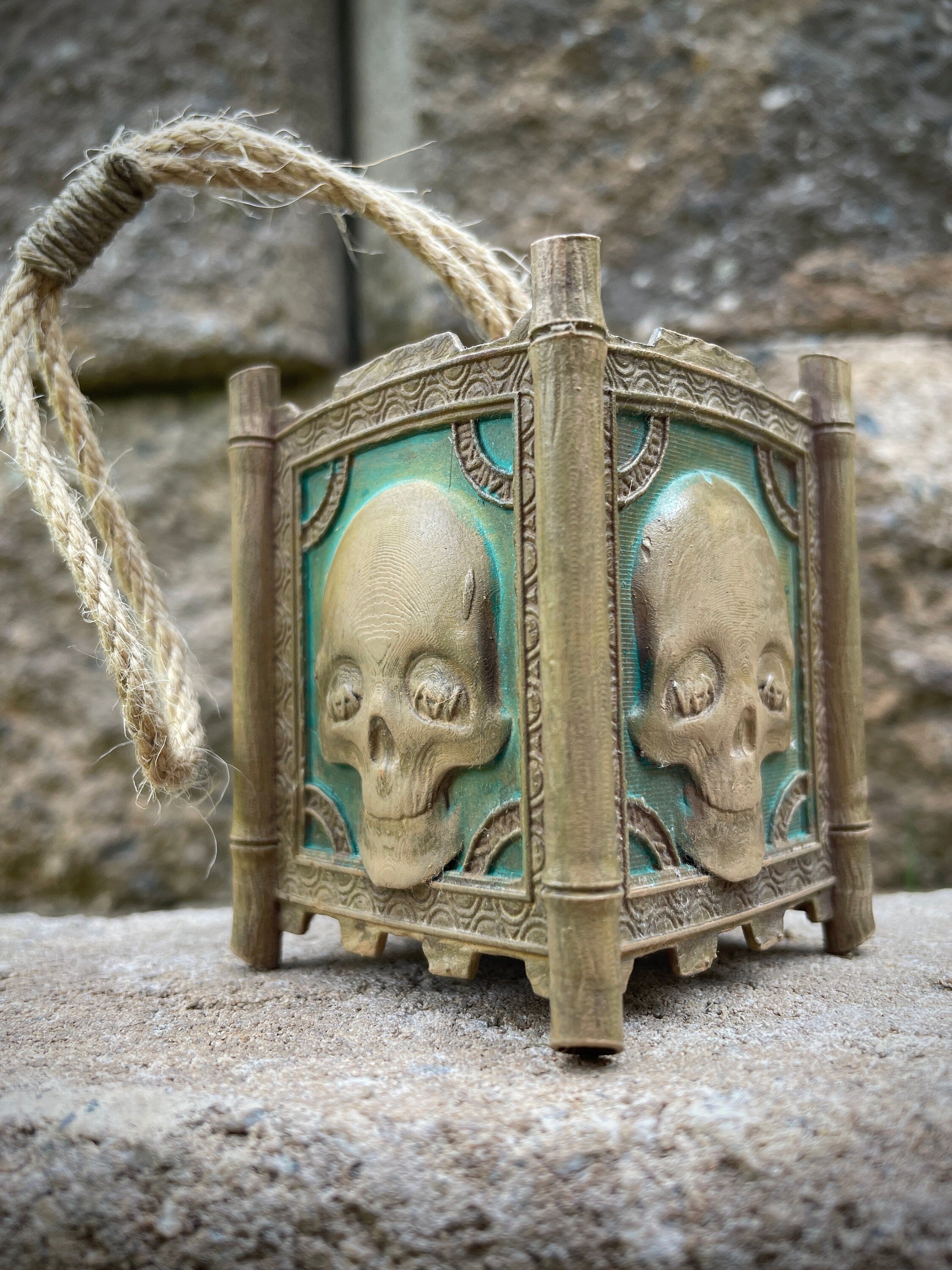 Mummified Green Skull Pendant Ornament