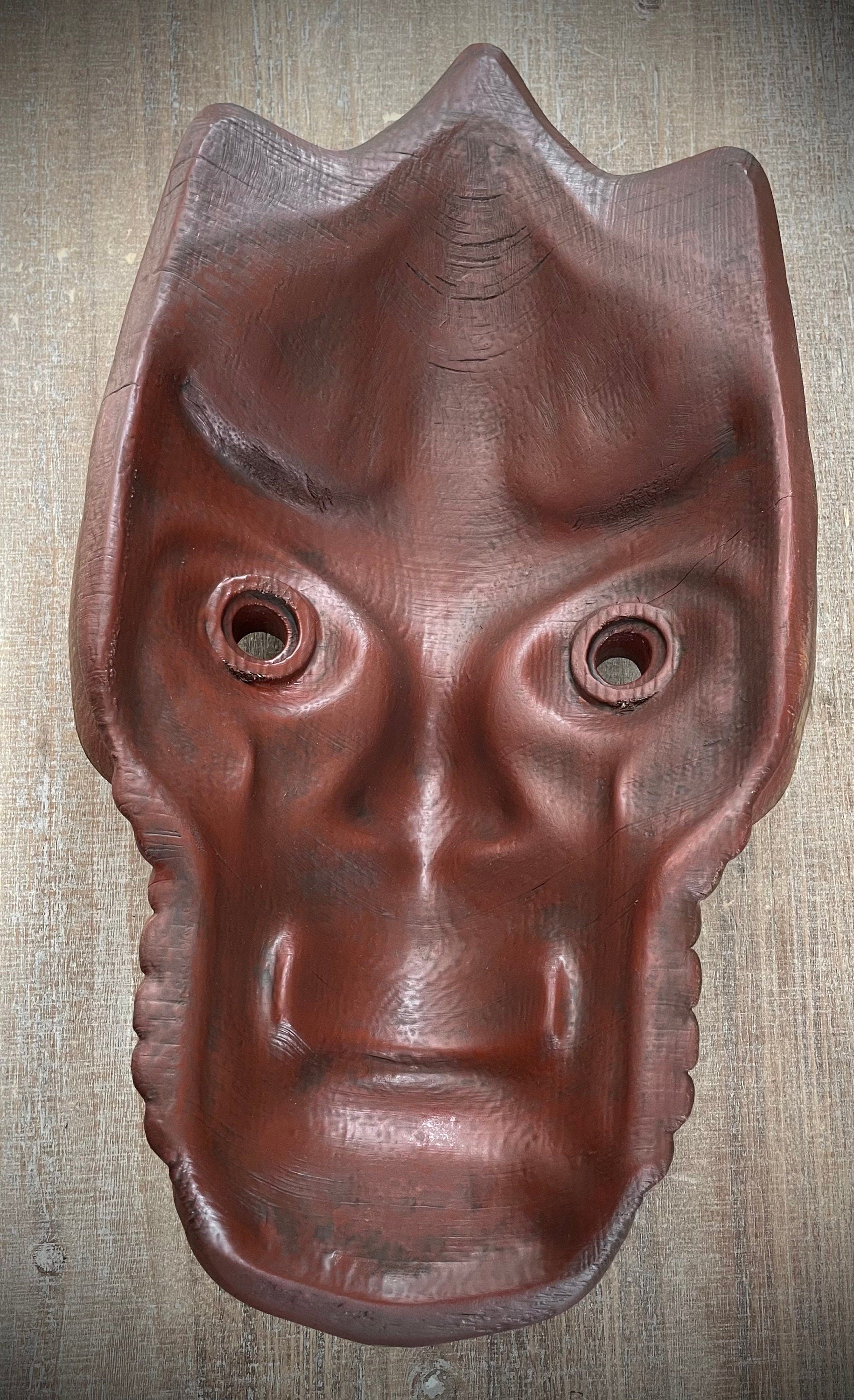 Kalu’s Warrior - Tiki Mask Natural Wood Faux Finish - Made to Order