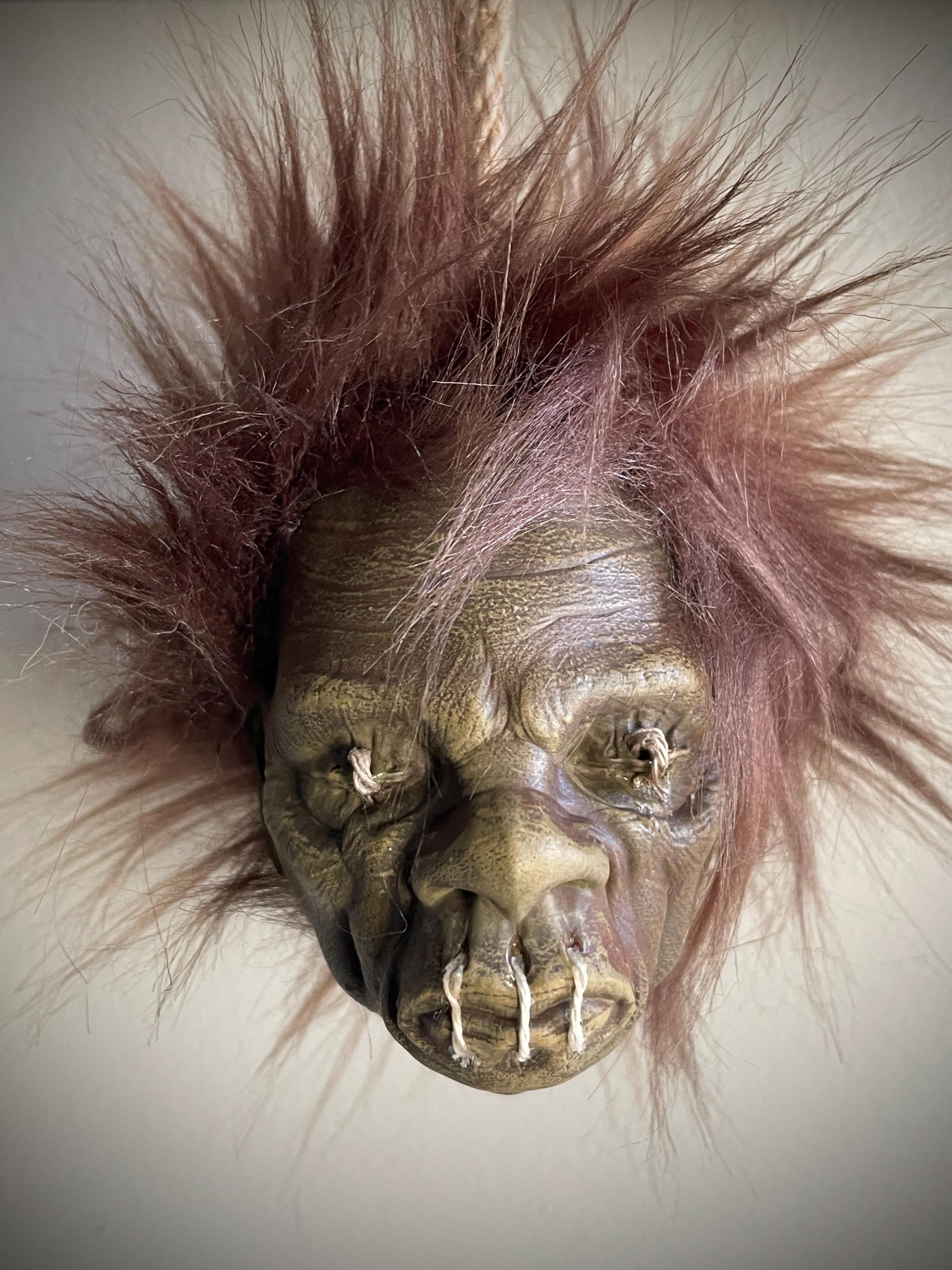 Miniature male Shrunken Head Tsansa Ornament