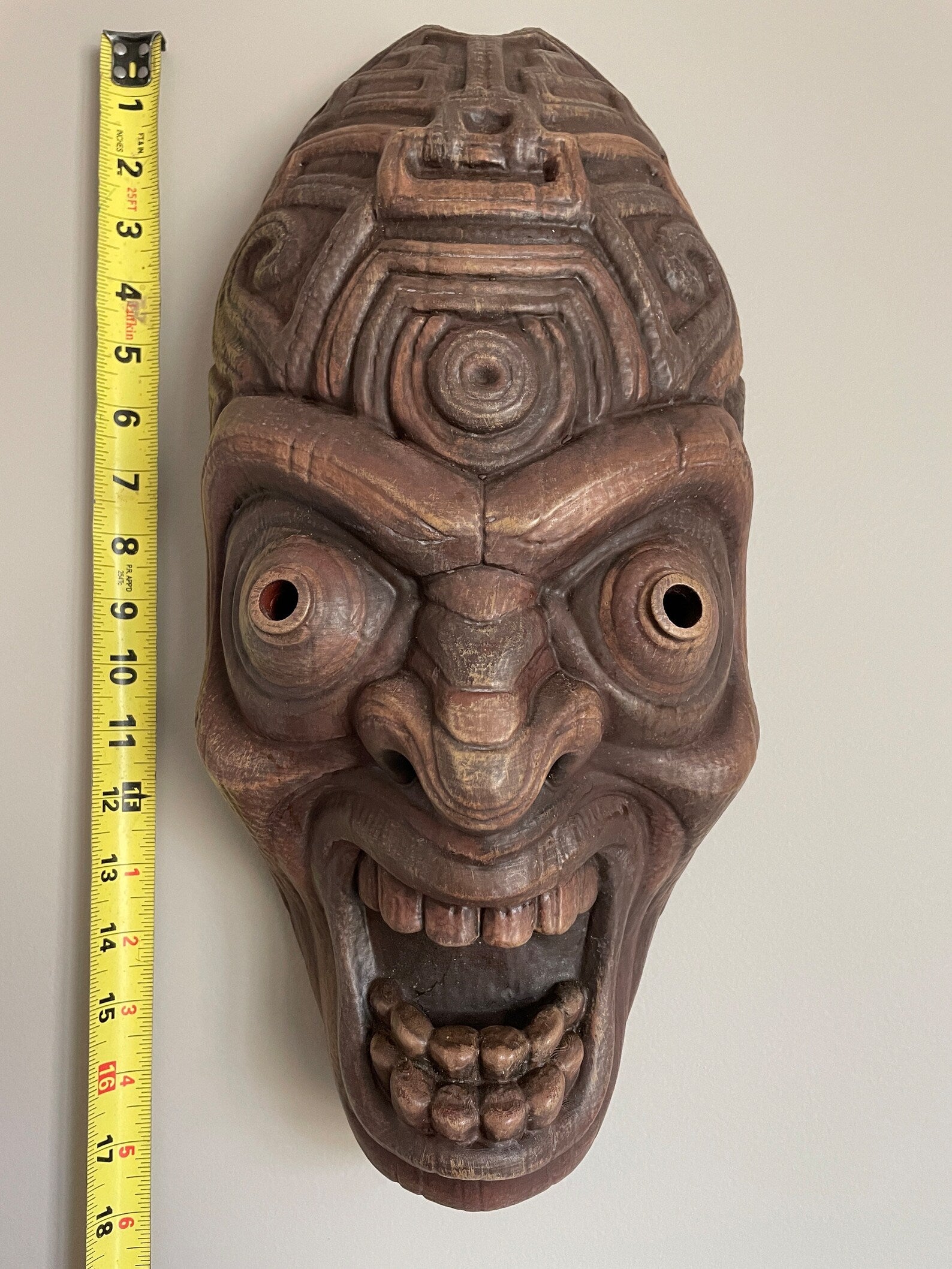 Kalu the Sorcerer Tiki Mask Wood Faux Finish - Made to Order