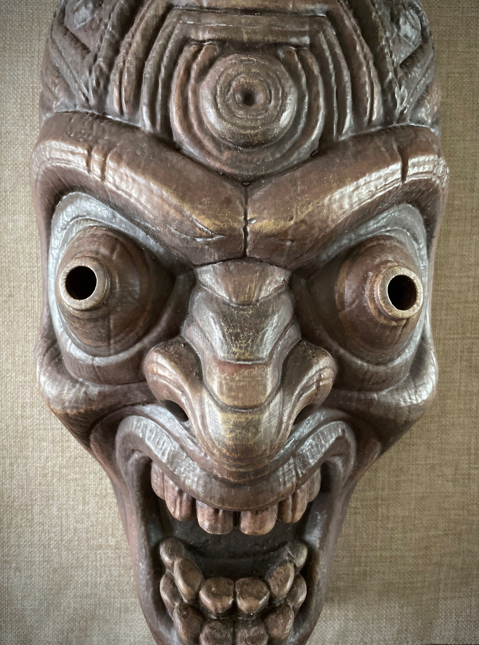 Kalu the Sorcerer Tiki Mask Wood Faux Finish - Made to Order