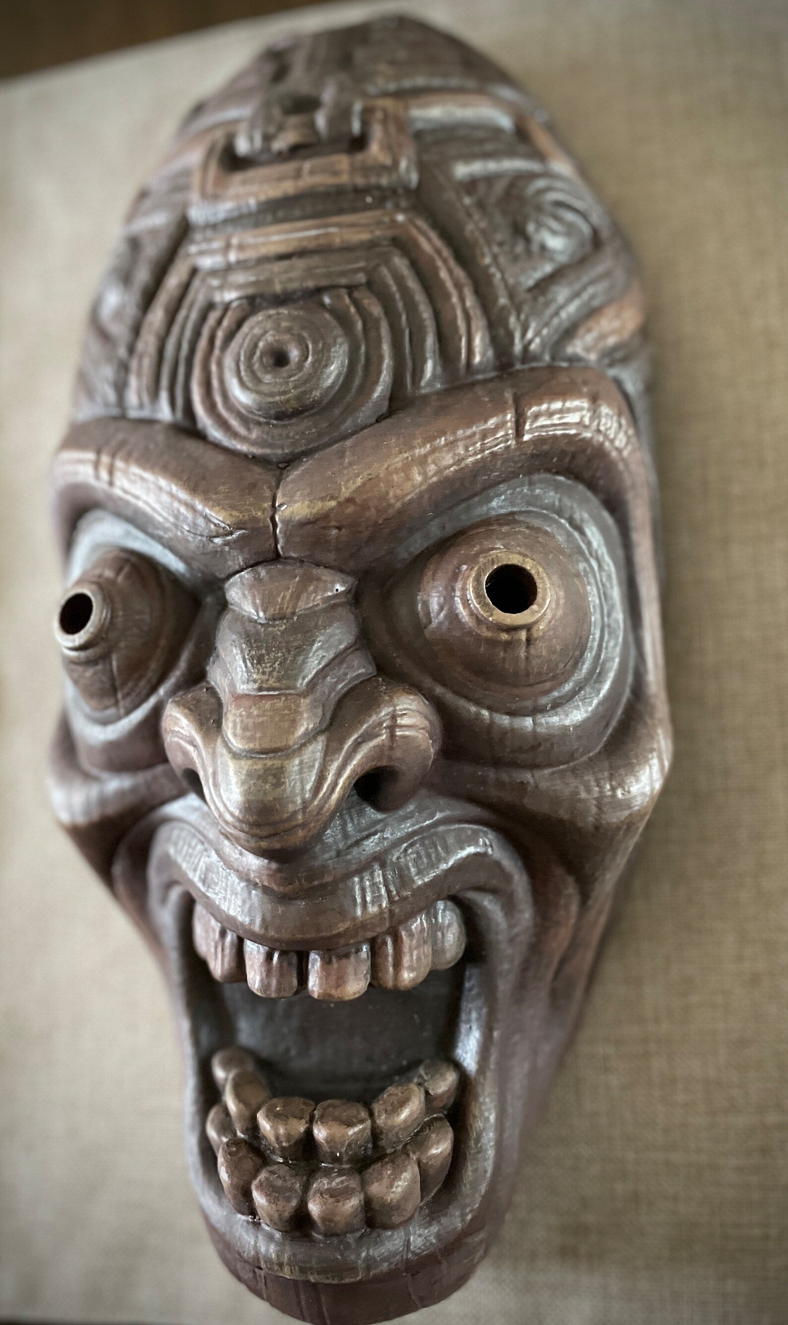Kalu the Sorcerer Tiki Mask Wood Faux Finish - Made to Order