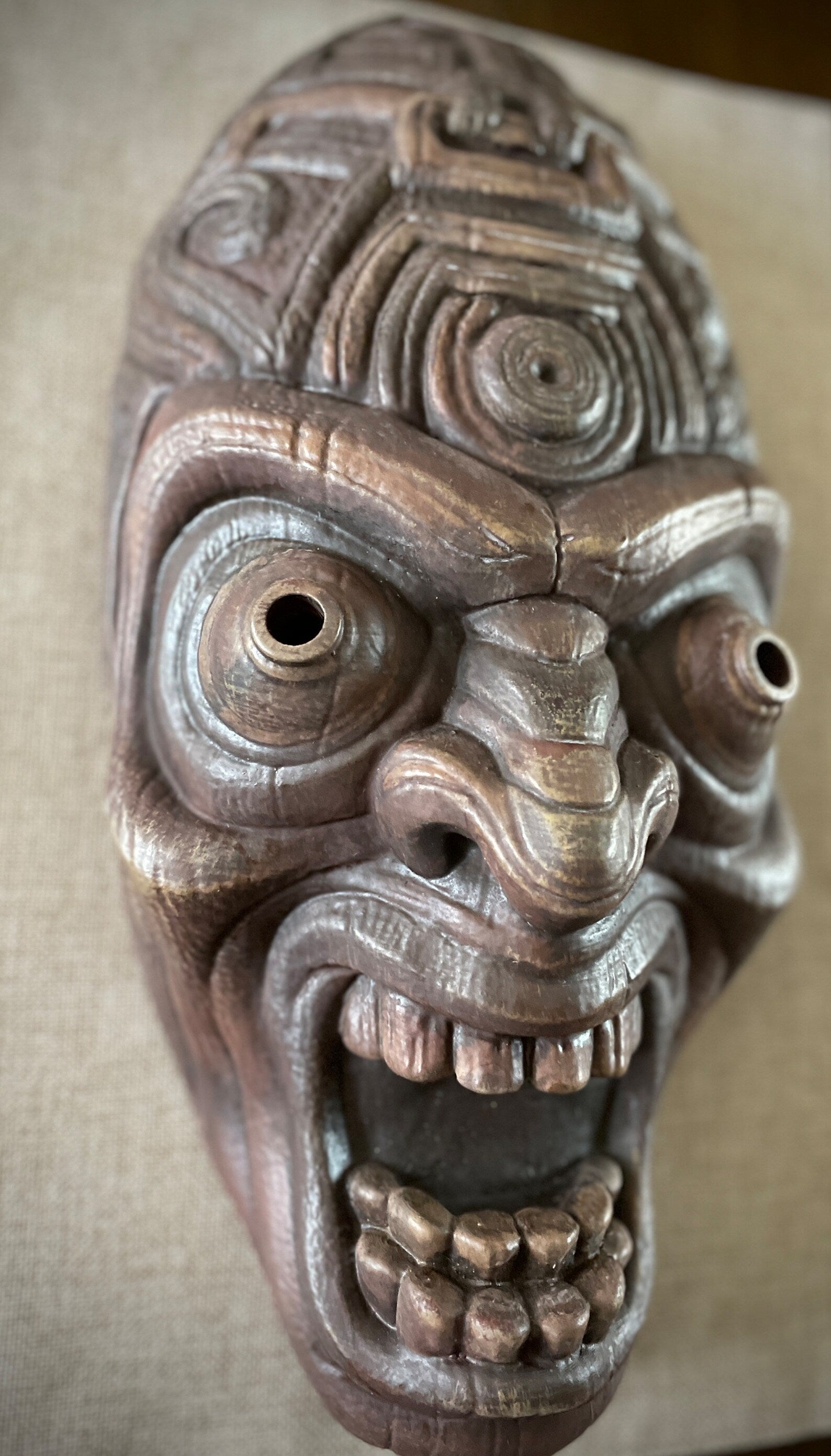 Kalu the Sorcerer Tiki Mask Wood Faux Finish - Made to Order